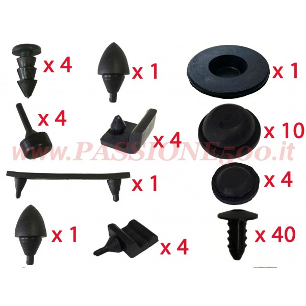 KIT GOMMINI DI CARROZZERIA ASSORTITI  – 74 pezzi – FIAT 500 F – L – R