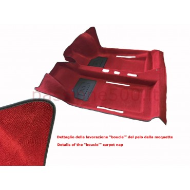 DARK RED INTERIOR MOULDED CARPET IN MOQUETTE ORIGINAL TYPE FIAT 500 - HIGH QUALITY