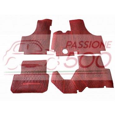 SET OF ADDITIONAL RED RUBBER FLOOR MATS FIAT 500 D F L R - cheaper type