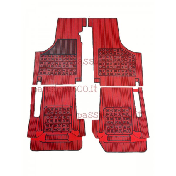 SET OF ADDITIONAL RUBBER CARPET FLOOR MATS IN RED COLOR FIAT 500 D F L R