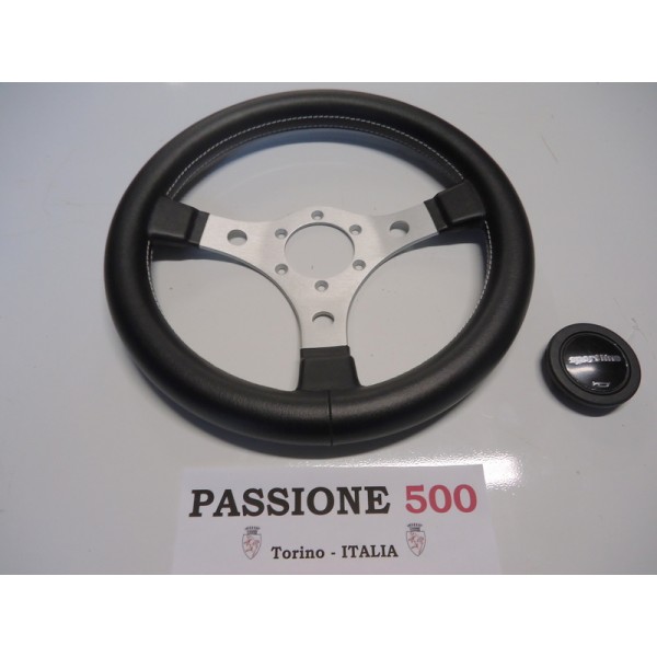 VOLANTE STERZO SPORTIVO VINTAGE NERO diam. 320 CON CLACSON FIAT 500