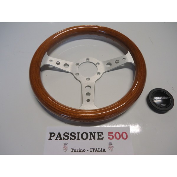 VOLANTE STERZO SPORTIVO VINTAGE MOGANO diam. 320 CON CLACSON FIAT 500