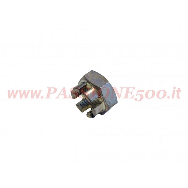 DADO A CORONA - FILETTATURA SINISTRA - PER MOZZO PERNO FUSO FIAT 500 N D GIARDINIERA base D